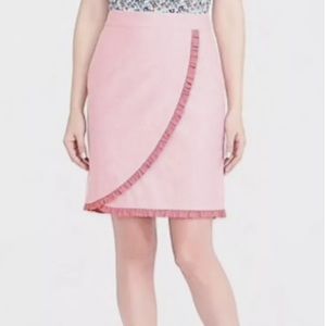 J Crew Women’s Oxford Cotton Ruffle Trim Wrap Skirt Size 6 Nantucket Red